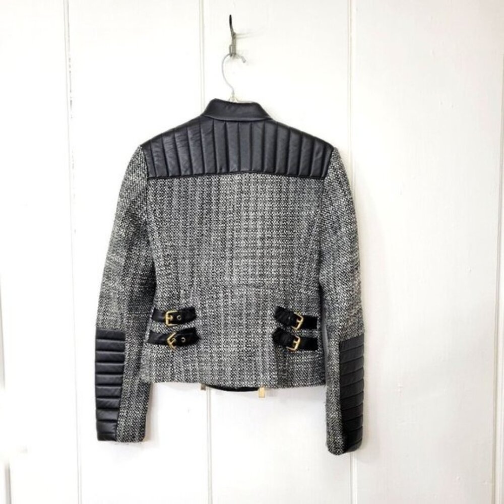 Vince Camuto Tweed and Faux Leather Moto Jacket - Picture 4 of 4